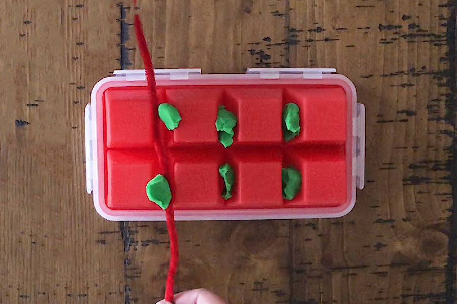 This project uses an ice tray, Play-Doh, and pipe cleaners to illustrate the importance of flossing!